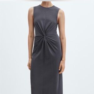 Mango Dark Gray Twist Midi Dress